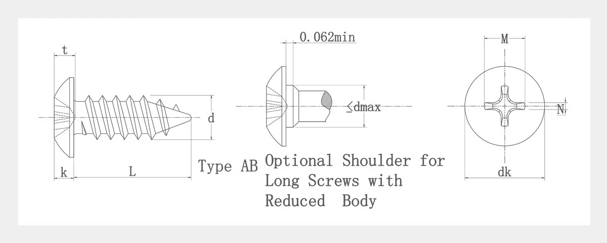 Truss Head Tapping Screw-ASME B 18.6.4-2D